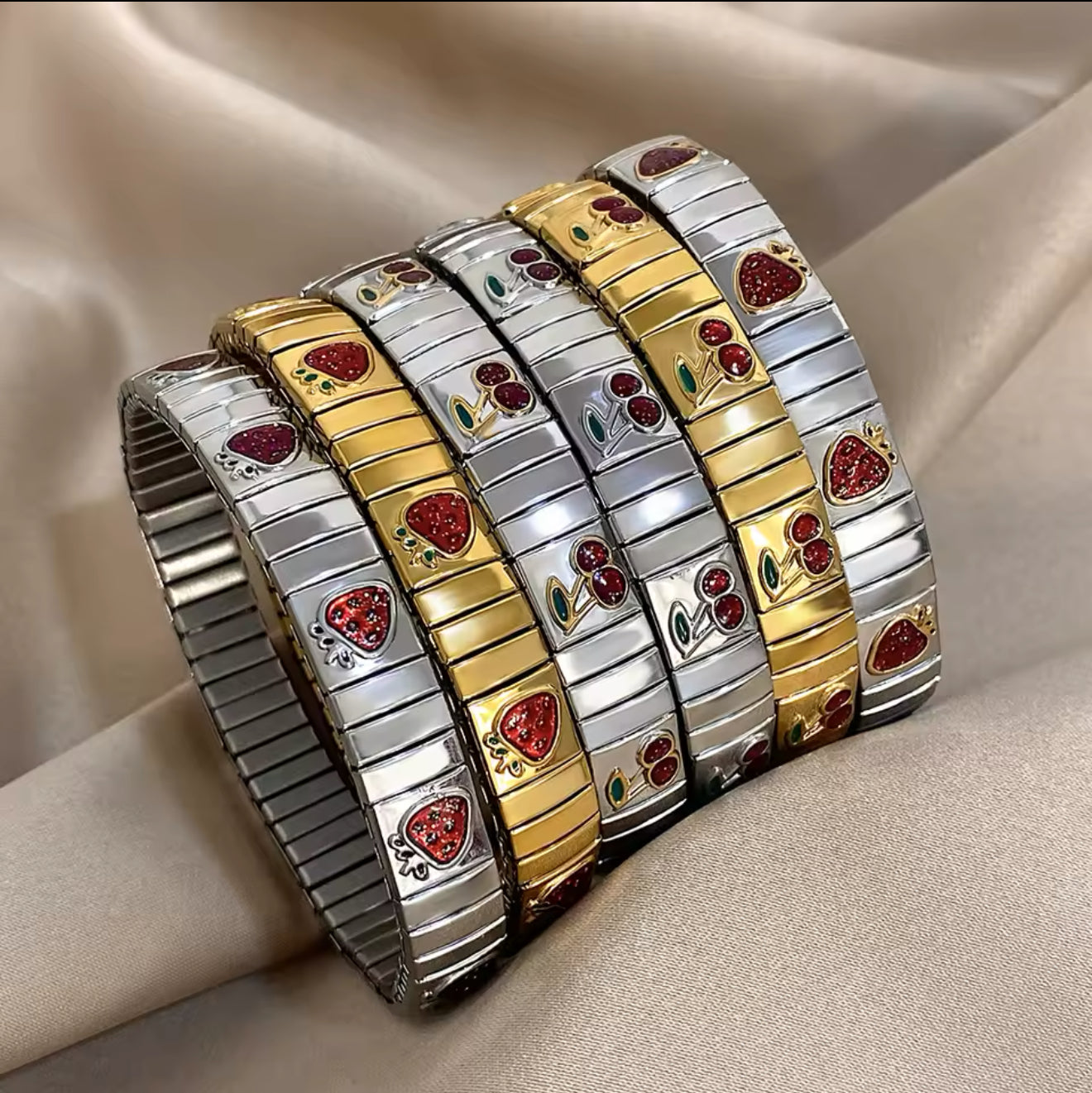 Armband, Kirschen, Erdbeere